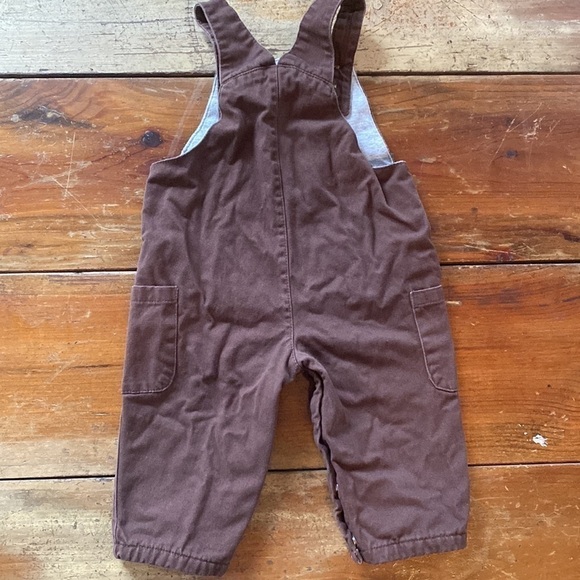 Carter’s Lined Overalls With Pockets Brown Bear Snap Closure 6M - Picture 2 of 11